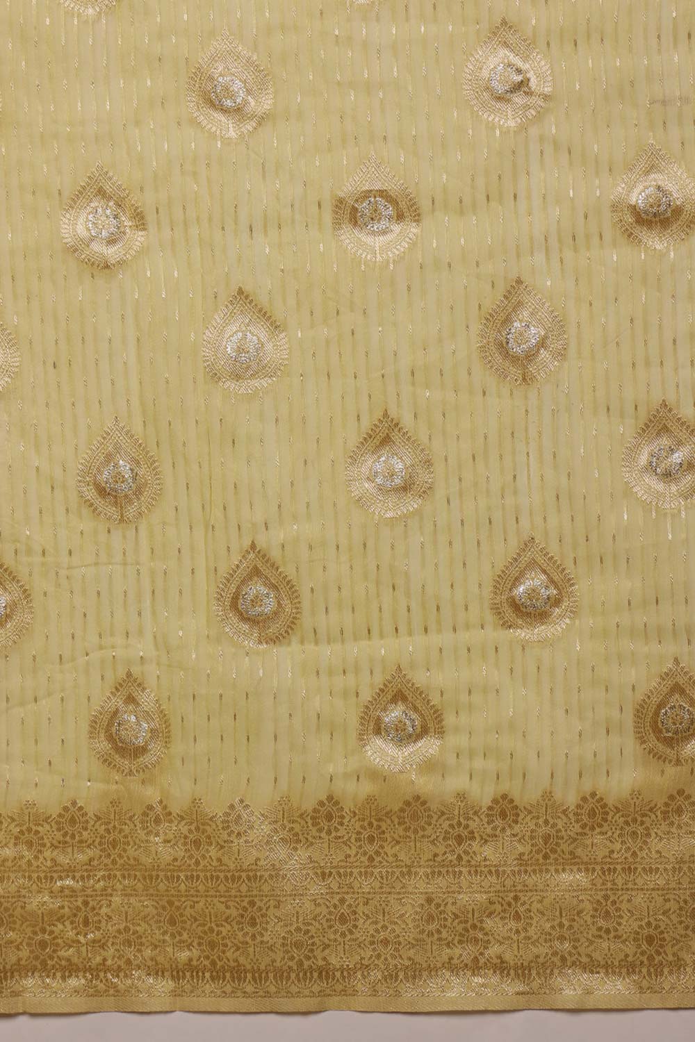 Yellow Linen Woven Thread Banarasi Saree