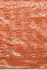 Peach Linen Woven Thread Banarasi Saree