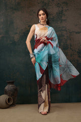 Brown Polyester Printed Saree