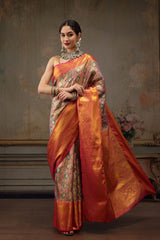 Multicolor Pure Silk Woven Design Banarasi Saree