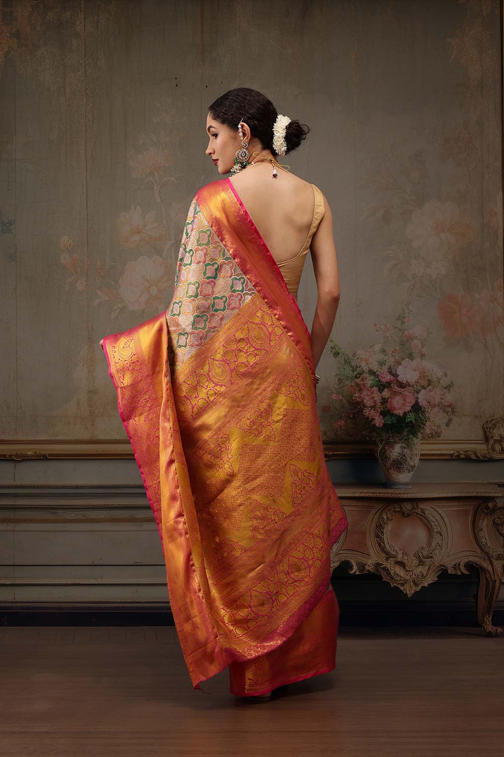 Multicolor Pure Silk Woven Design Banarasi Saree