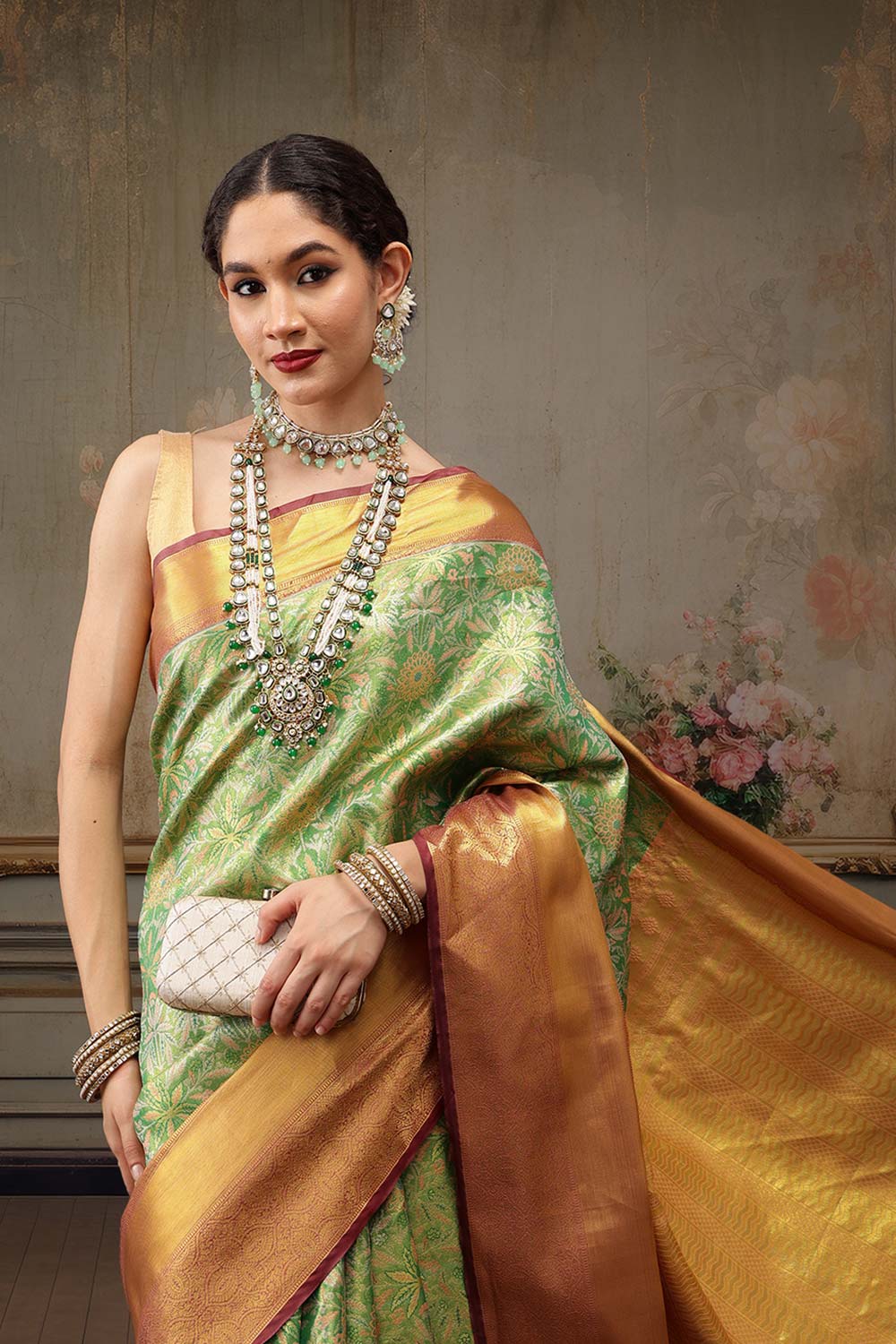 Green Pure Silk Woven Design Banarasi Saree