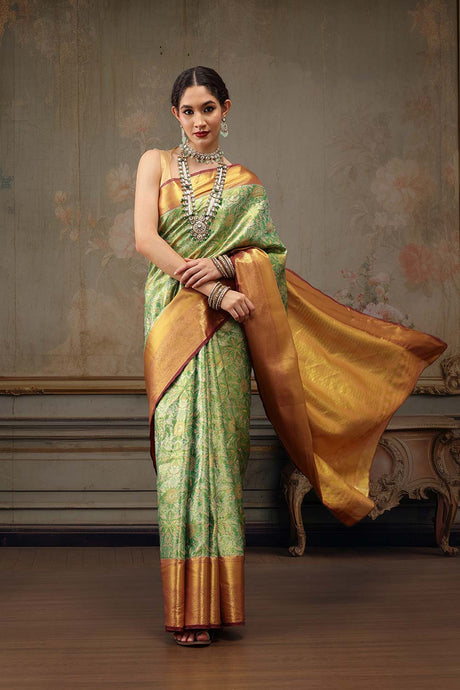 Green Pure Silk Woven Design Banarasi Saree