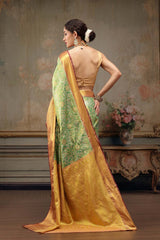 Green Pure Silk Woven Design Banarasi Saree