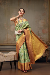 Green Pure Silk Woven Design Banarasi Saree