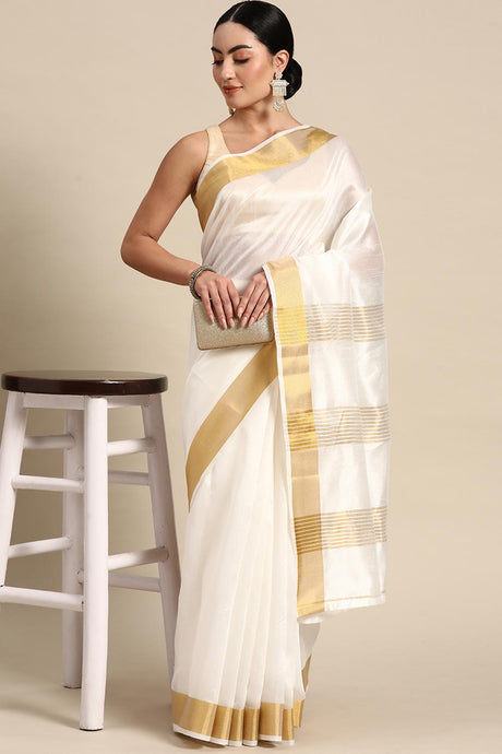 Cotton Solid Kasavu Saree