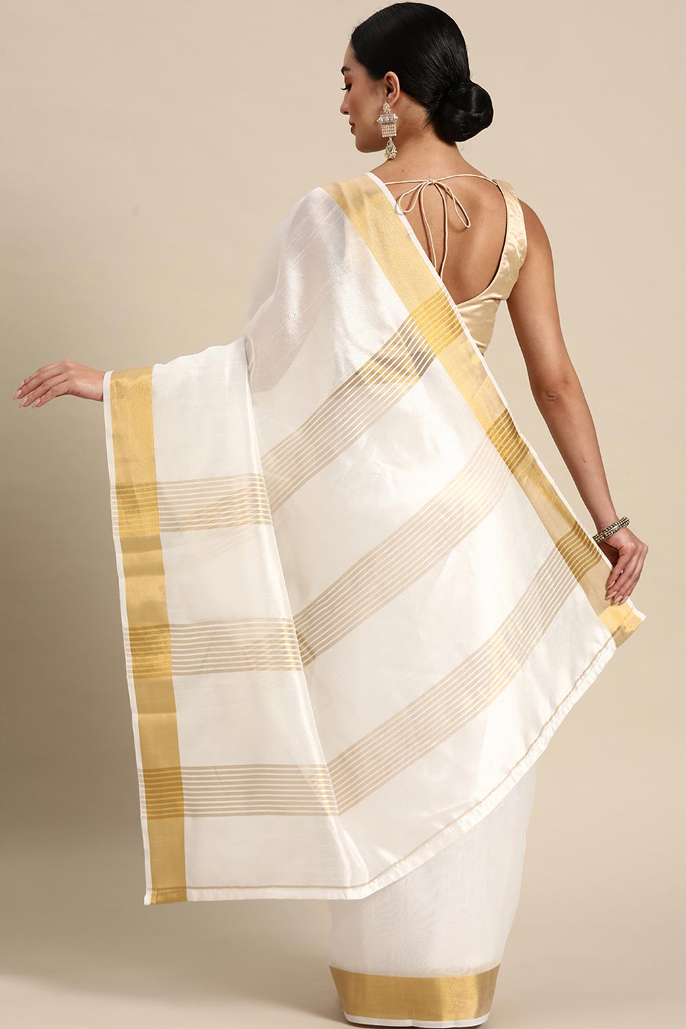 Cotton Solid Kasavu Saree