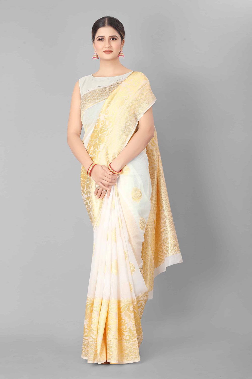 Golden Weaving Work Kasavu Saree