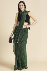 Green Fancy Fabric Sequins Work Party Wear Designer Saree