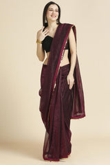 Wine Fancy Fabric Sequins Work Party Wear Designer Saree