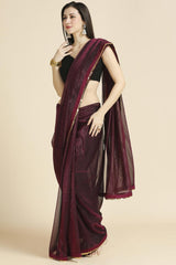 Wine Fancy Fabric Sequins Work Party Wear Designer Saree