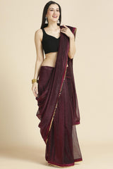 Wine Fancy Fabric Sequins Work Party Wear Designer Saree