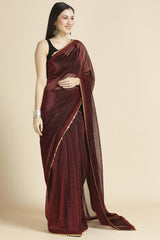 Maroon Fancy Fabric Sequins Work Party Wear Designer Saree