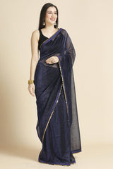 Royal Blue Fancy Fabric Sequins Work Party Wear Designer Saree