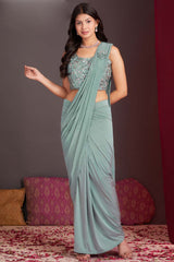 Green Embroidered Silk Sarees