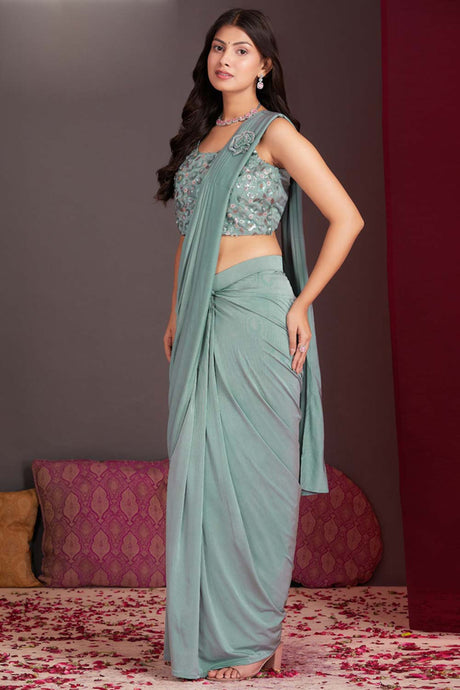 Green Embroidered Silk Sarees