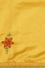 Yellow Silk Blend Woven Saree