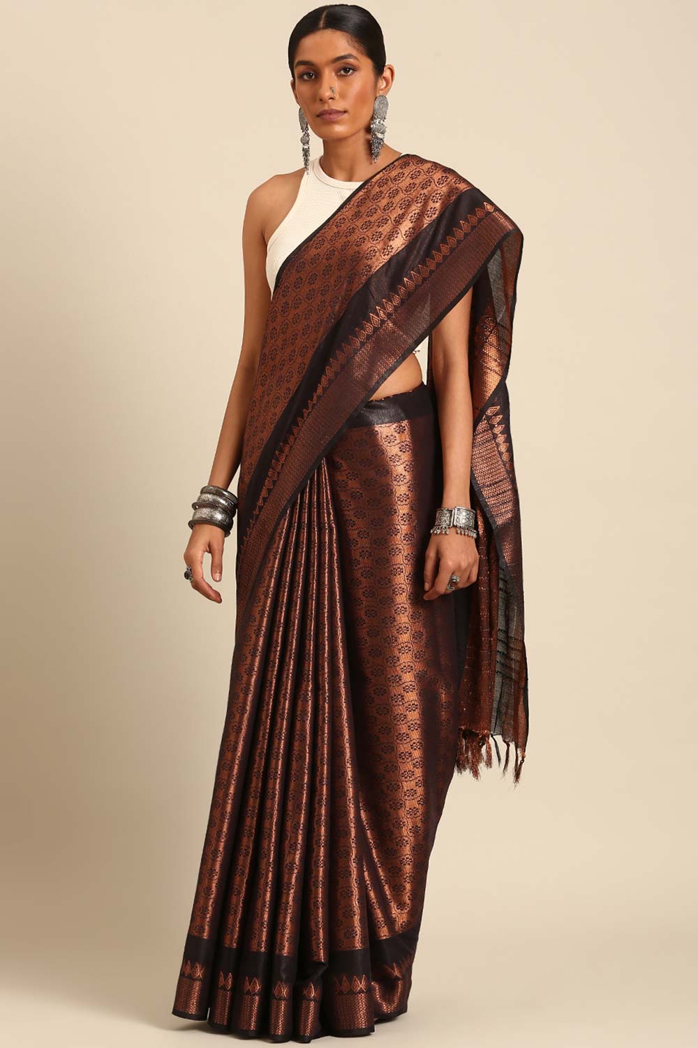 Black Tissue Woven Saree