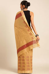 Brown Silk Blend Woven Saree