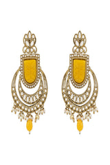 Gold Plated Traditional Kundan Pearl Chandbali Earring With Maang Tikka