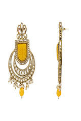 Gold Plated Traditional Kundan Pearl Chandbali Earring With Maang Tikka