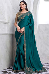 Green Walnut Silk Heavy Embroidered Saree