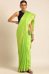 Green Silk Blend Woven Saree