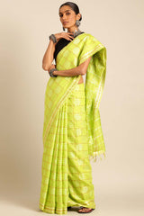 Green Silk Blend Woven Saree