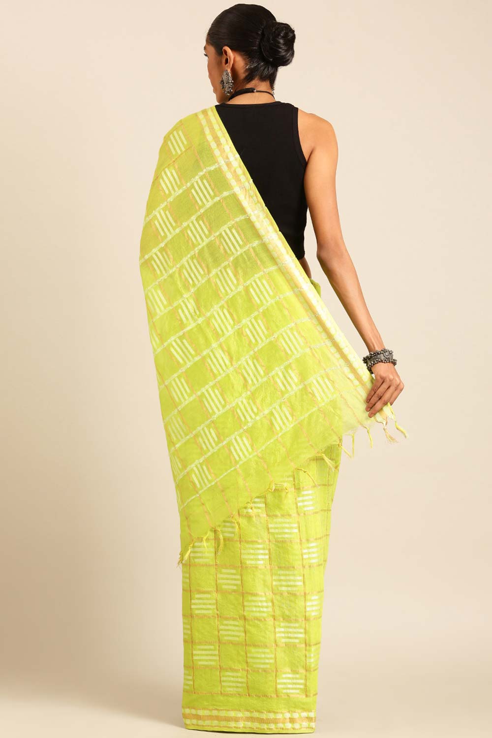 Green Silk Blend Woven Saree