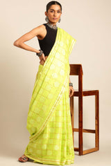 Green Silk Blend Woven Saree