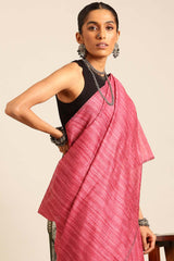 Pink Silk Blend Woven Saree