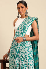 Green Silk Blend Woven Saree