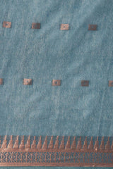 Blue Silk Blend Woven Saree