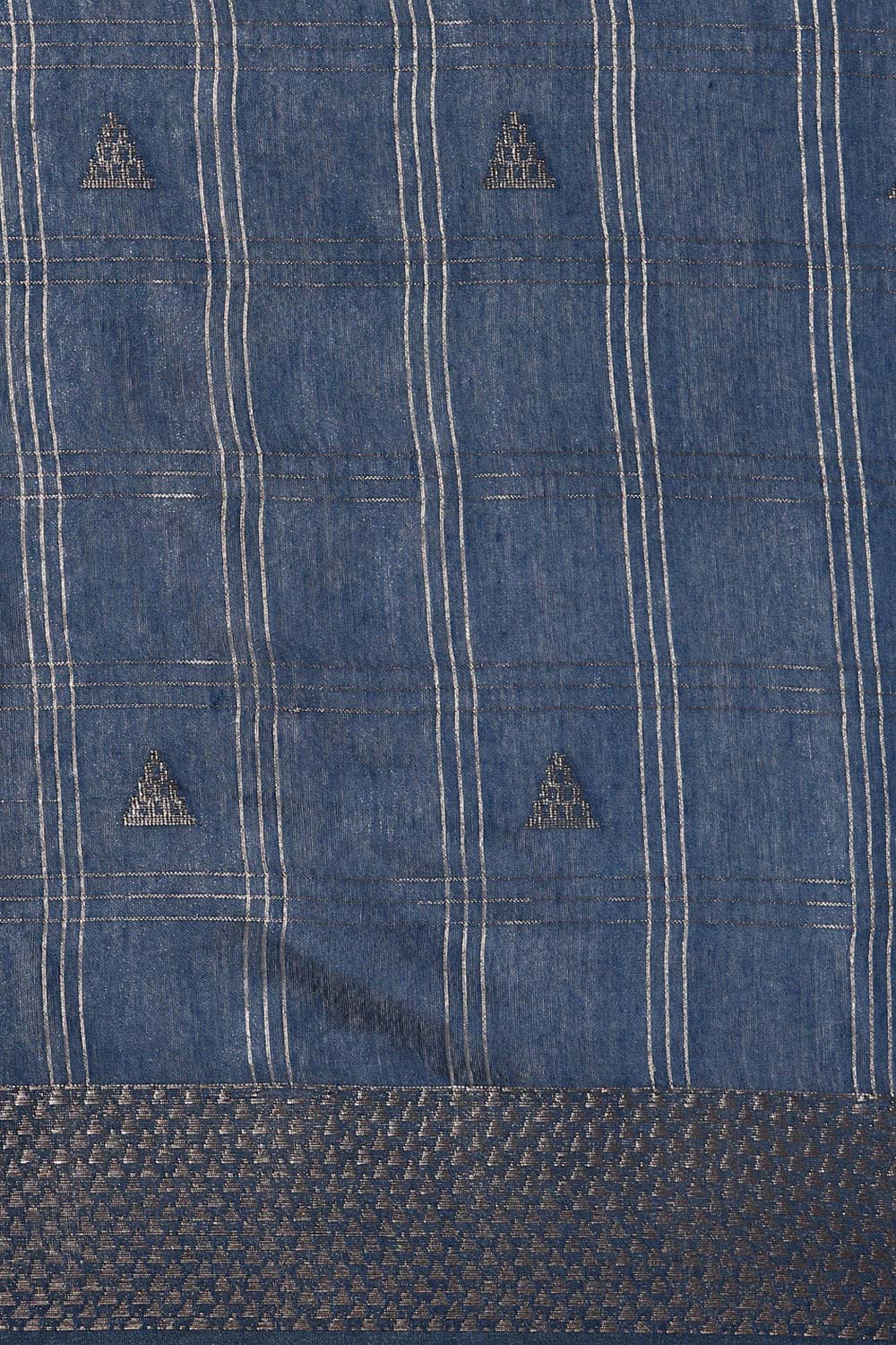 Blue Silk Blend Woven Saree