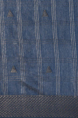 Blue Silk Blend Woven Saree