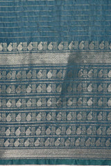 Blue Silk Blend Woven Saree