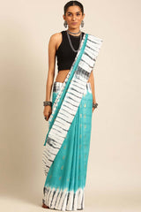 Blue Silk Blend Woven Saree