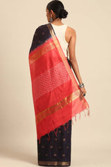 Blue Silk Blend Woven Saree