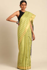 Green Silk Blend Woven Saree