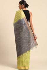 Green Silk Blend Woven Saree