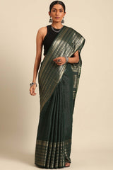 Green Silk Blend Woven Saree