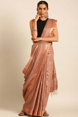 Brown Silk Blend Woven Saree