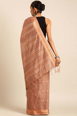 Brown Silk Blend Woven Saree