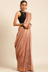 Brown Silk Blend Woven Saree