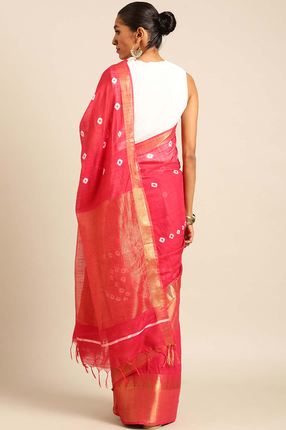 Pink Silk Blend Woven Saree