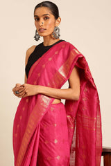 Purple Silk Blend Woven Saree