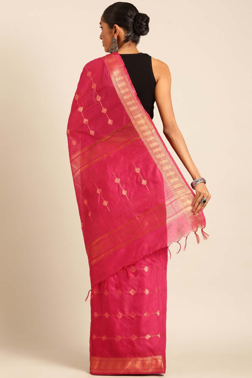 Purple Silk Blend Woven Saree