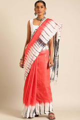 Red Silk Blend Woven Saree