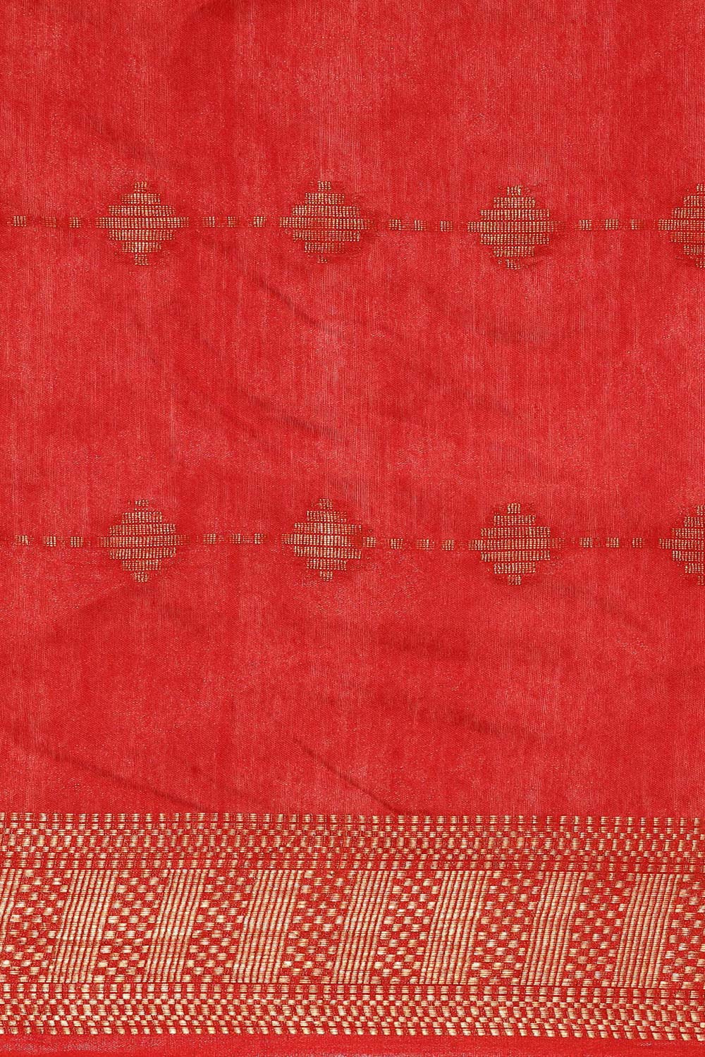 Red Silk Blend Woven Saree