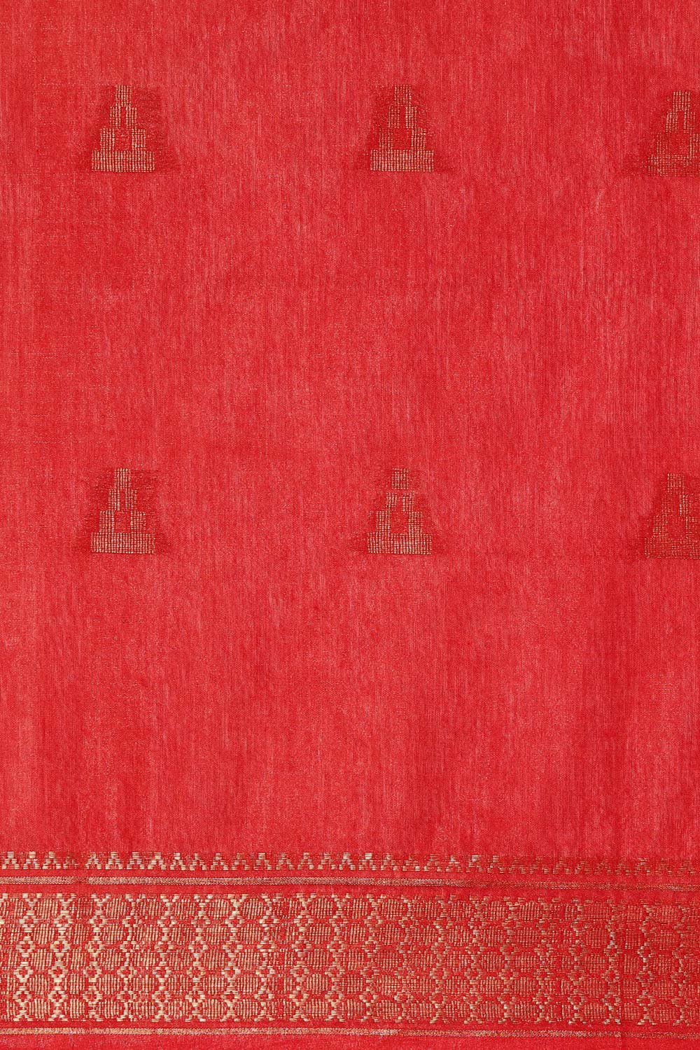 Red Silk Blend Woven Saree